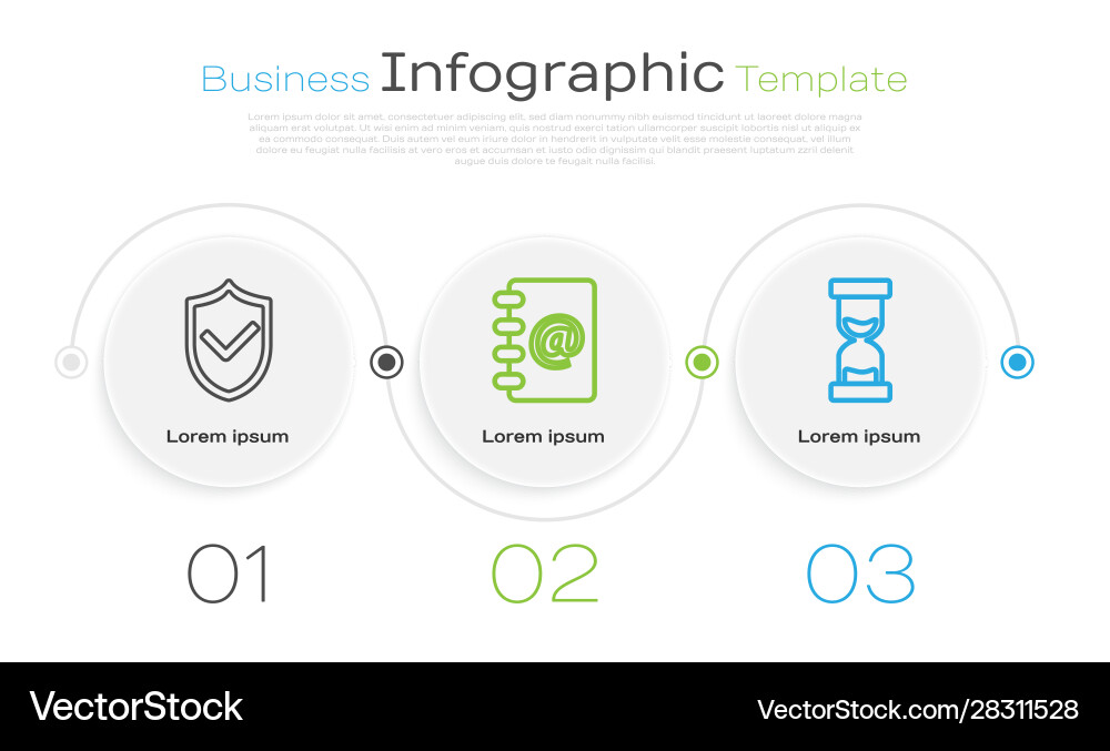 Set line shield with check mark address book vector image