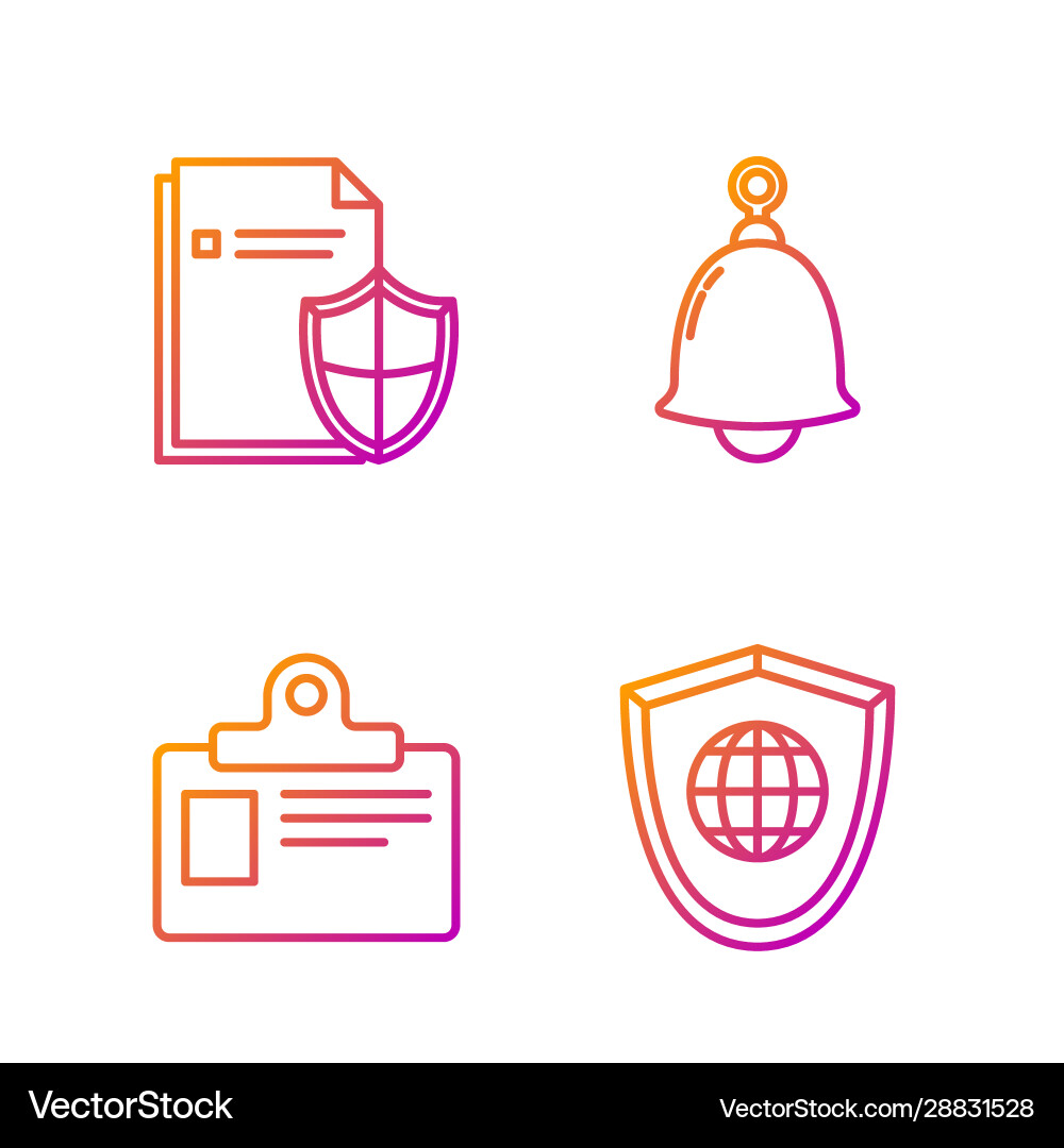 Set line shield with world globe identification Vector Image