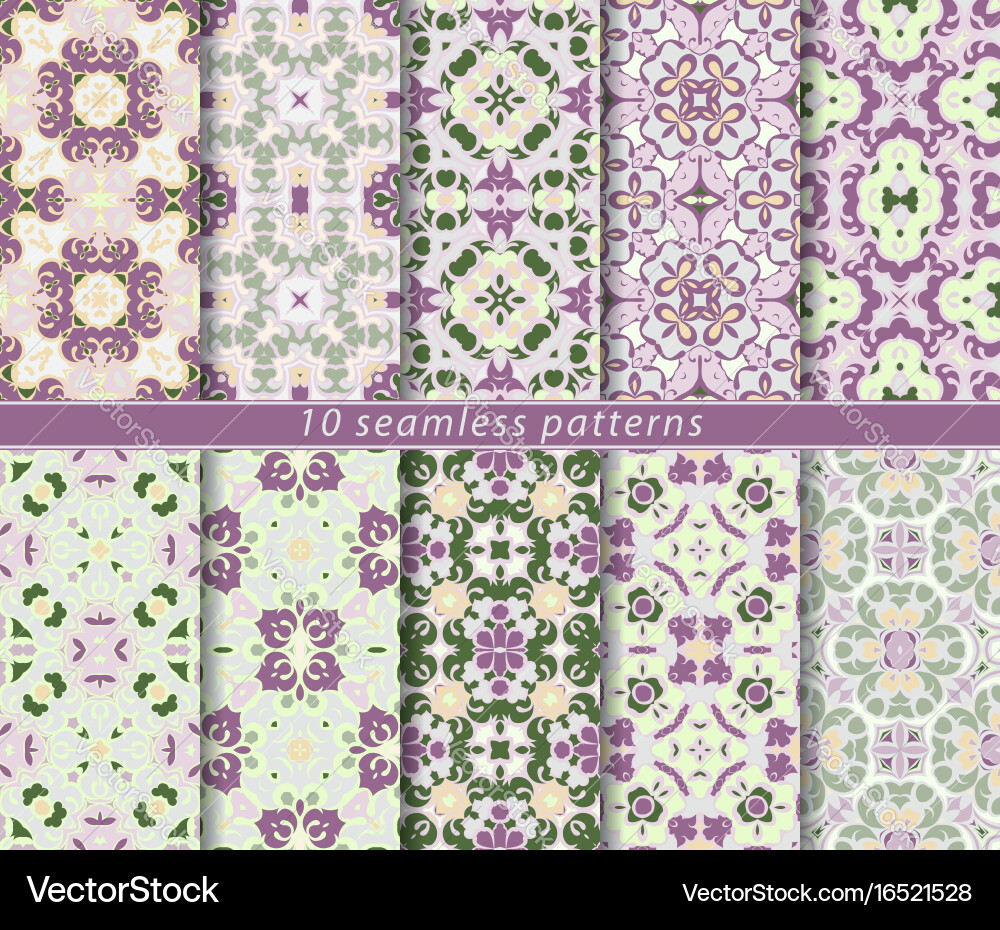 Set of ten seamless abstract patterns vector image