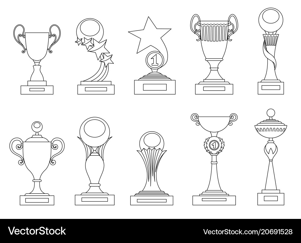 Sporttrophien und Auszeichnungen Silhouetten Set Sporttrophien und Auszeichnungen Silhouetten Set vektorbild