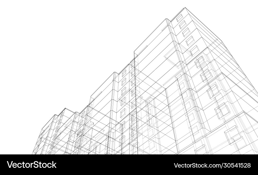Wire-frame model a multi-storey building Wire-frame model a multi-storey building vector image