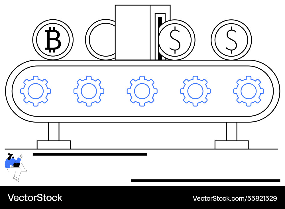 Automated financial processing with gears Automated financial processing with gears Vector Image