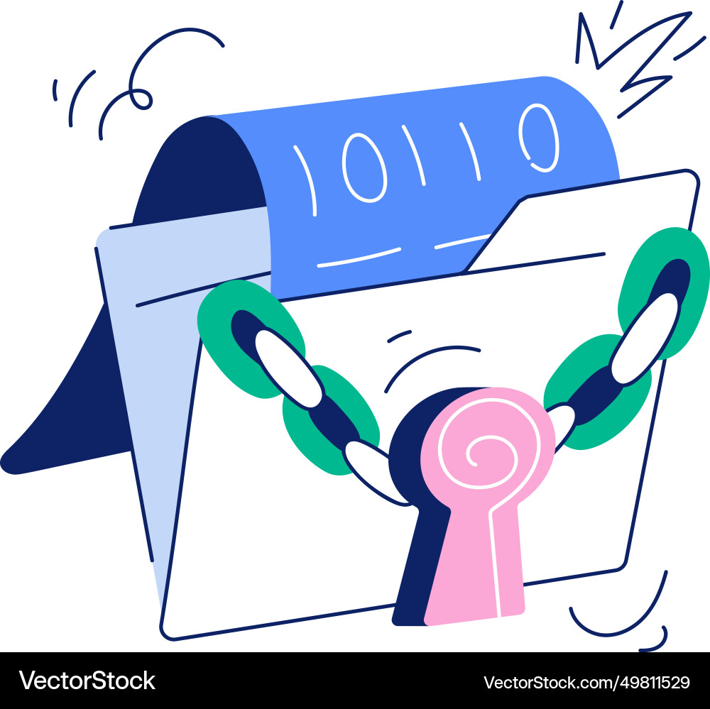 Binary encryption hand drawn mini vector image