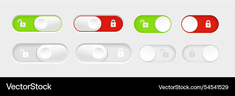 Blocked and unlocked toggle switch buttons vector image