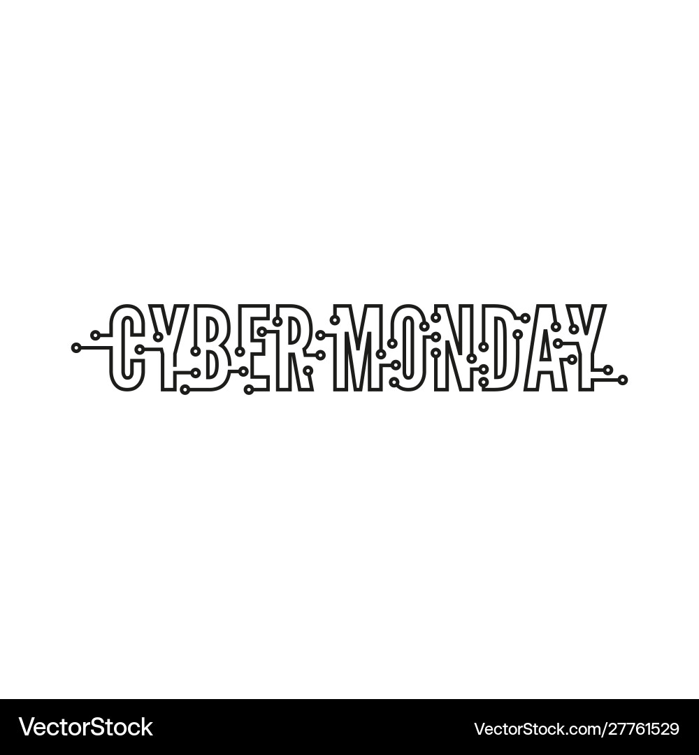 Cyber monday with tech circuit board vector image