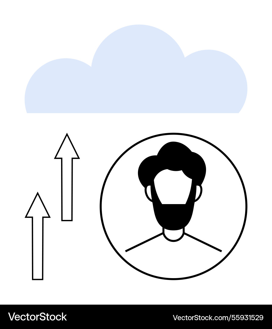 Data upload concept with user profile and cloud Data upload concept with user profile and cloud vector image