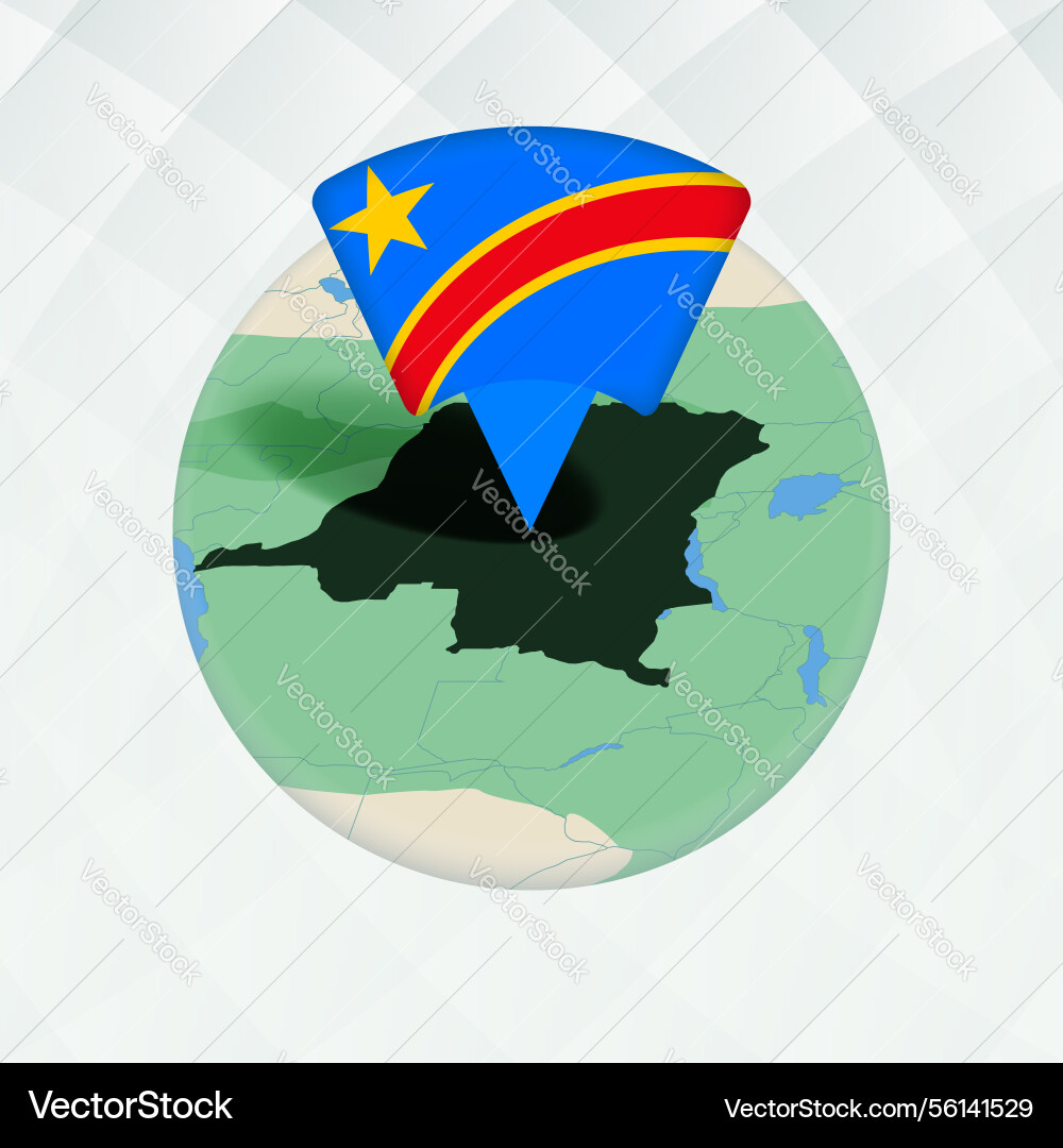 Dr congo map highlighted with flag marker Vector Image