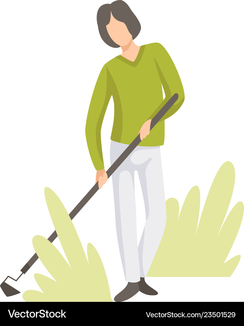 Gardener Working with Hoe in Field Vector Image