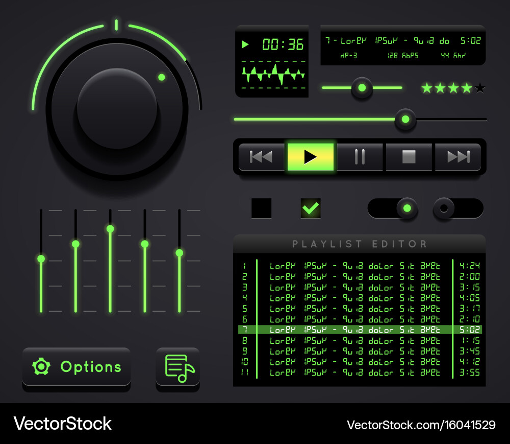 Glossy Audio Player Interface Vector Image
