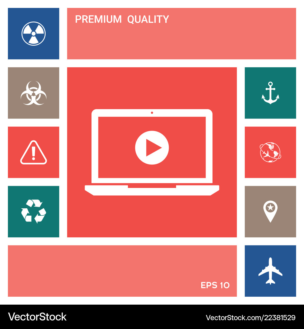 Laptop with play button icon elements for your Laptop with play button icon elements for your vector image
