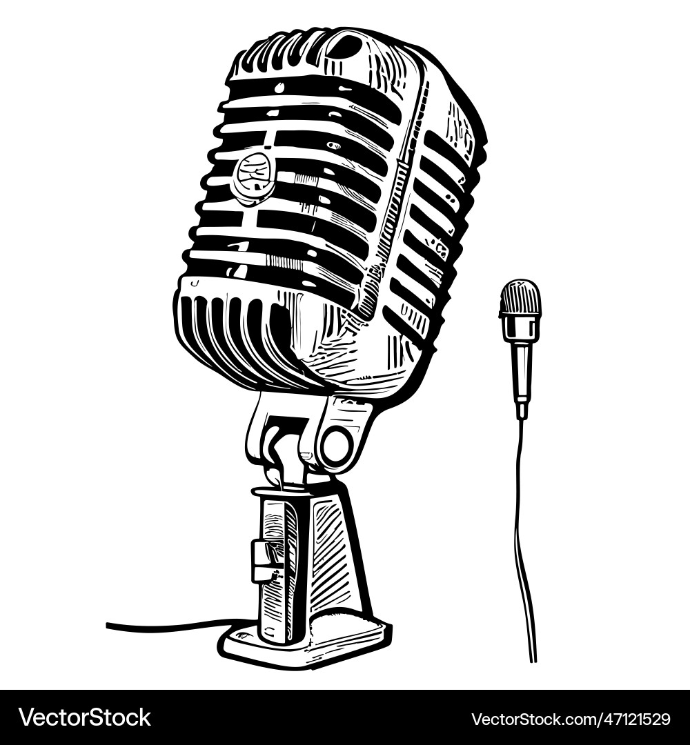 Retro Microphone Sketch Vector Image