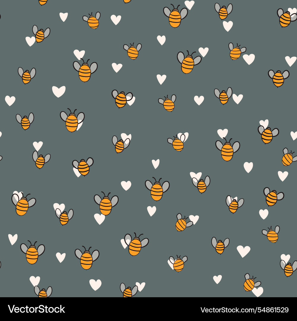 Seamless pattern with bees on color background Seamless pattern with bees on color background vector image