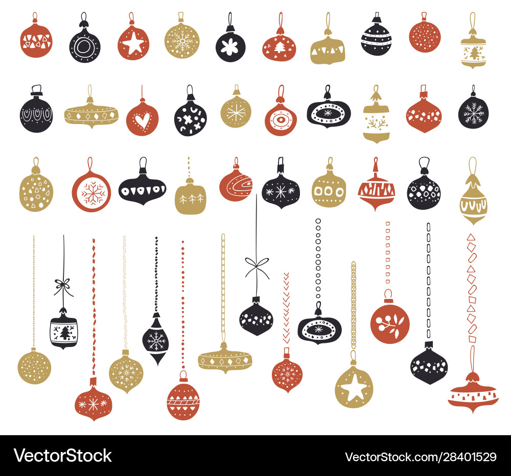Set christmas glass toys clear Set christmas glass toys clear Vector Image