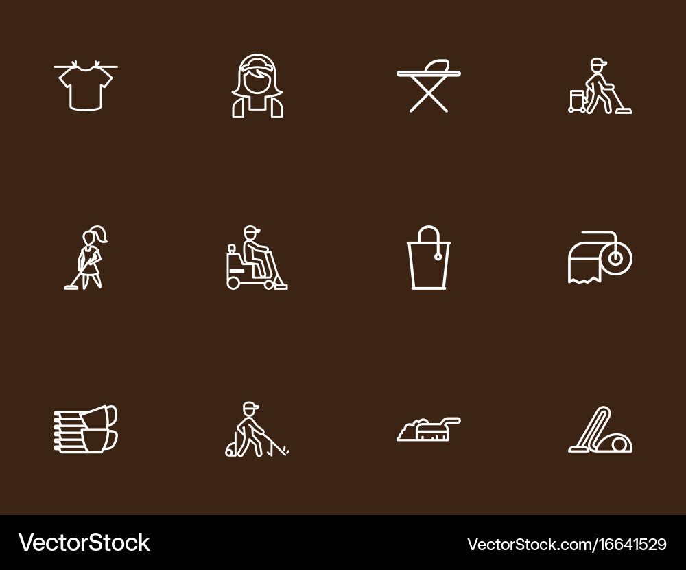 Set of 12 editable cleanup outline icons includes vector image