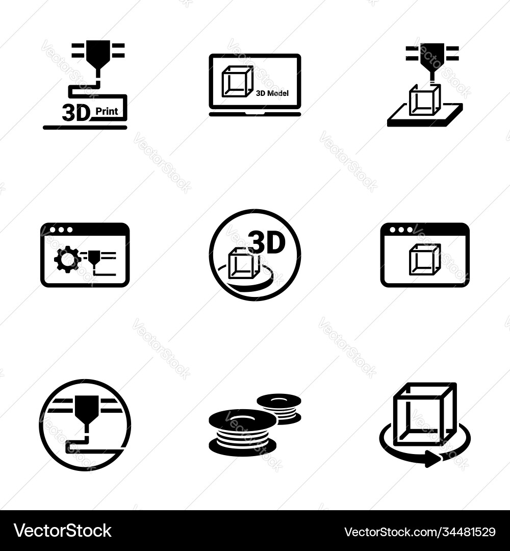 Set simple icons on a theme 3d printing Set simple icons on a theme 3d printing vector image