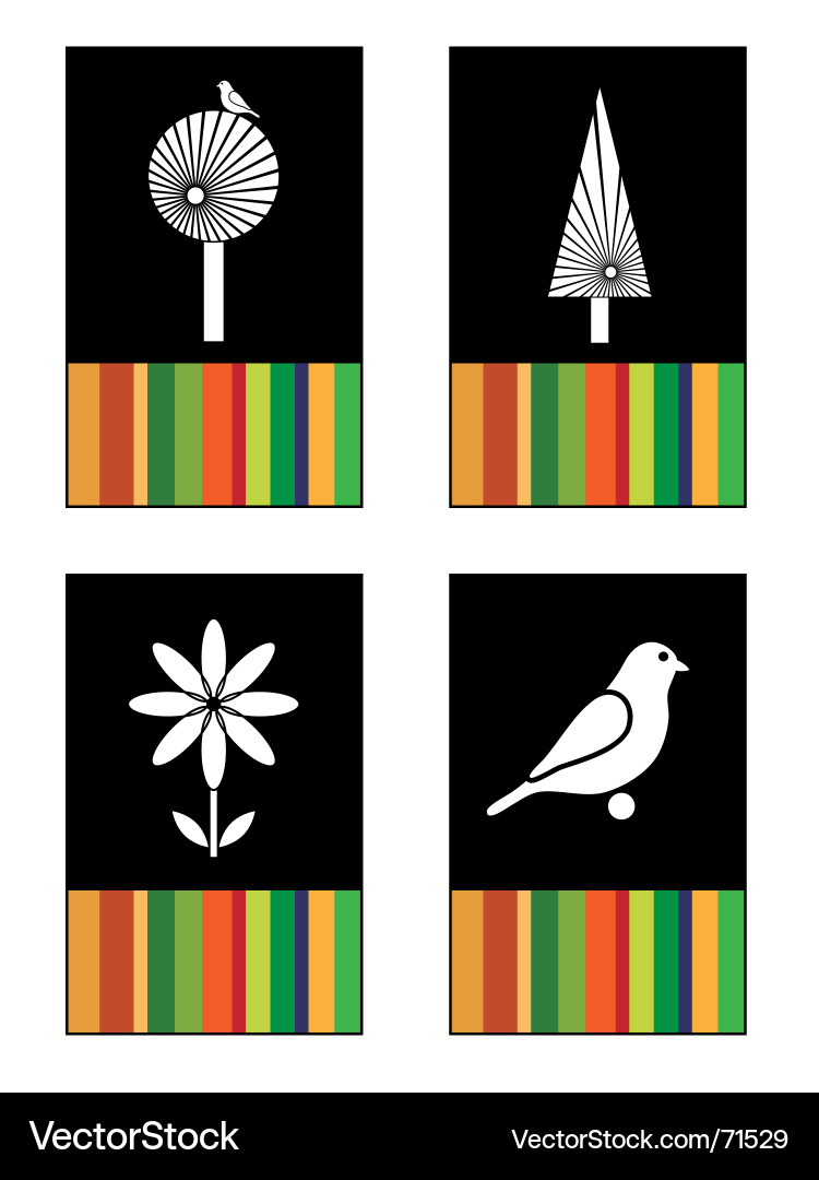 Striped Nature Cards Vector Image