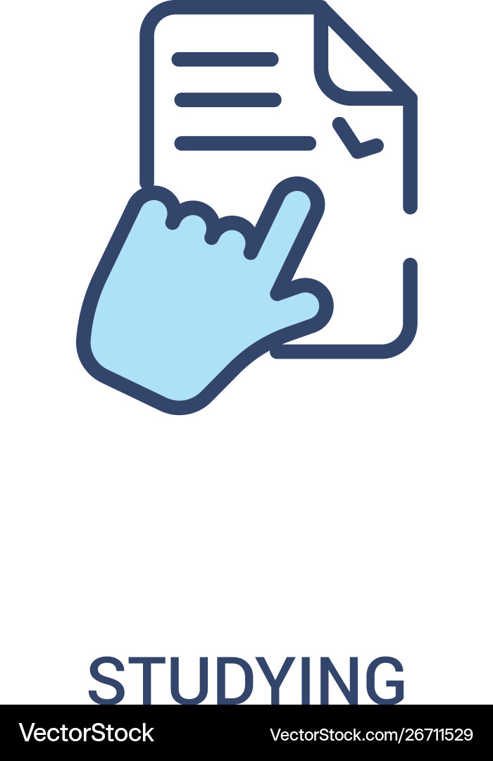 Studying concept 2 colored icon simple line Studying concept 2 colored icon simple line vector image