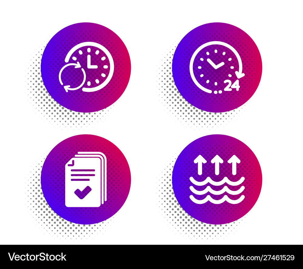 Update time 24 hours and handout icons set Vector Image