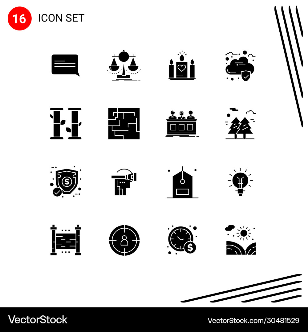 User interface pack 16 basic solid glyphs Vector Image