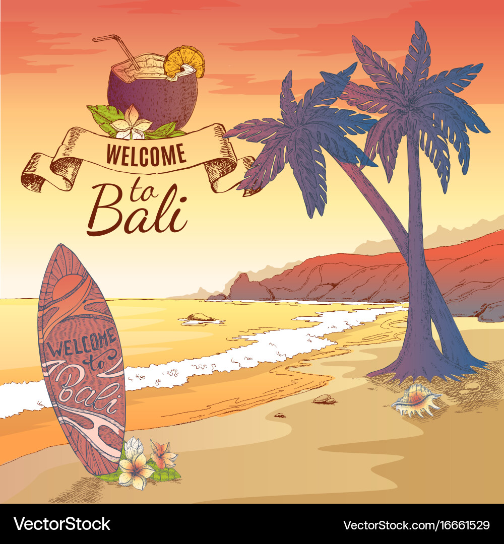 Welcome to bali background vector image