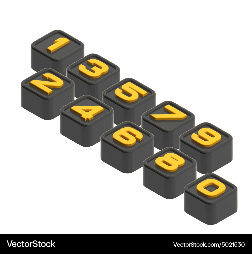 3d cube number Vector Image