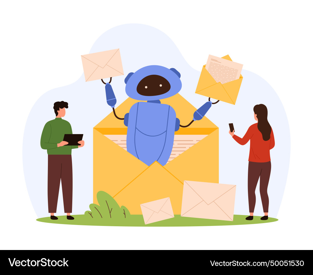 Automated mail service with ai digital helpdesk Automated mail service with ai digital helpdesk vector image
