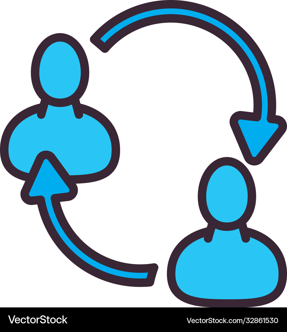 Avatars with repeat arrows line and fill style vector image