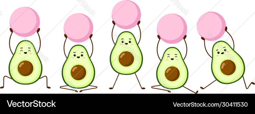 Avocado Yoga with Pink Ball Vector Image