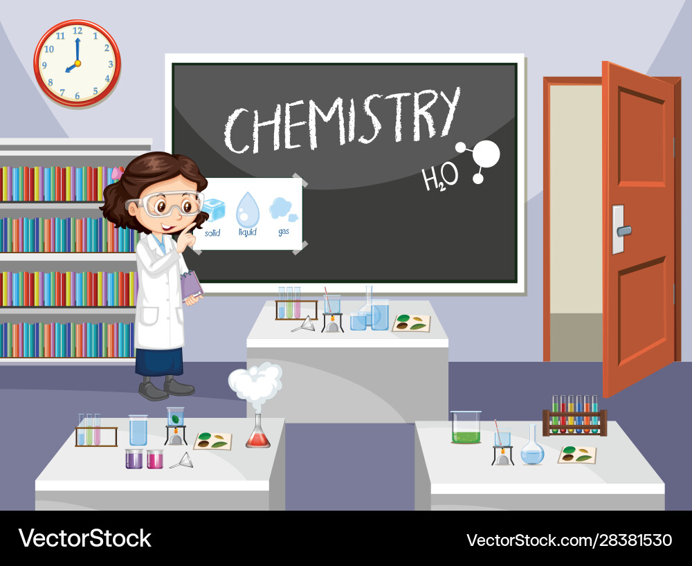 Classroom scene with science student inside vector image