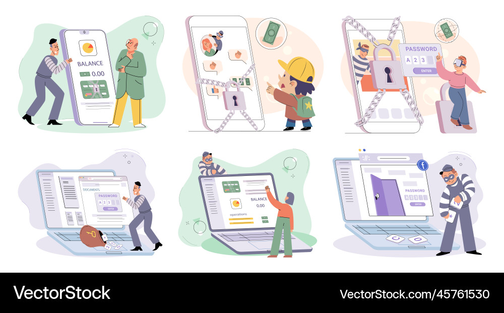 Concept of hacker attack fraud investigation Concept of hacker attack fraud investigation vector image