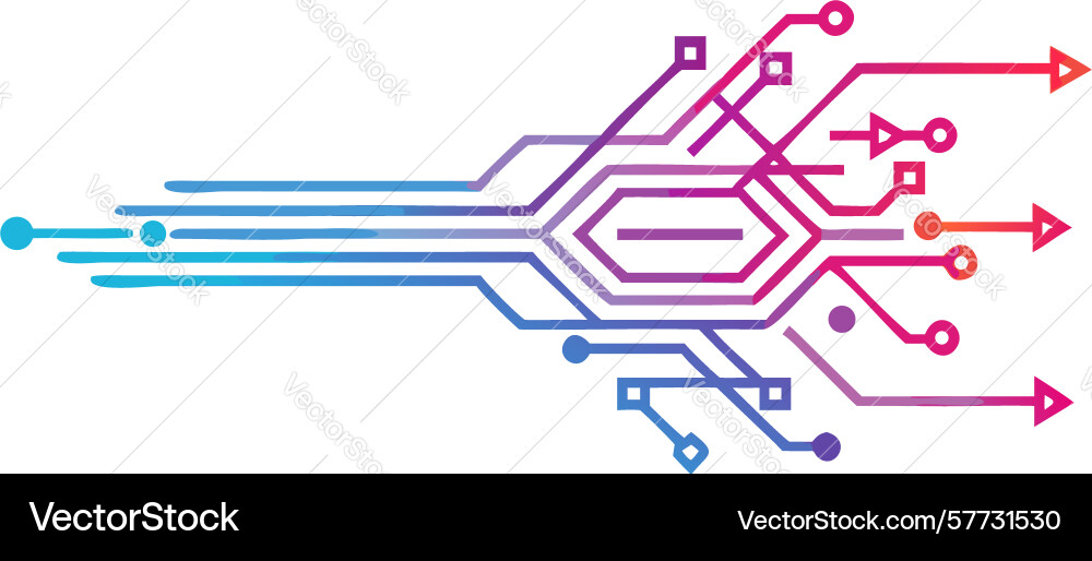 Dynamic data flow circuit lines design Vector Image