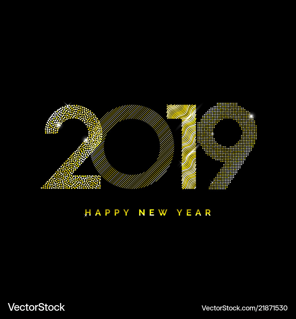 Gold 2019 happy new year Gold 2019 happy new year vector image