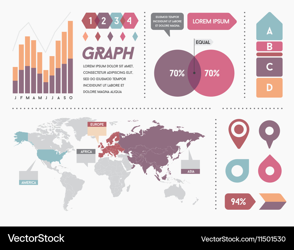 Infographics elements and objects big huge set all vector image