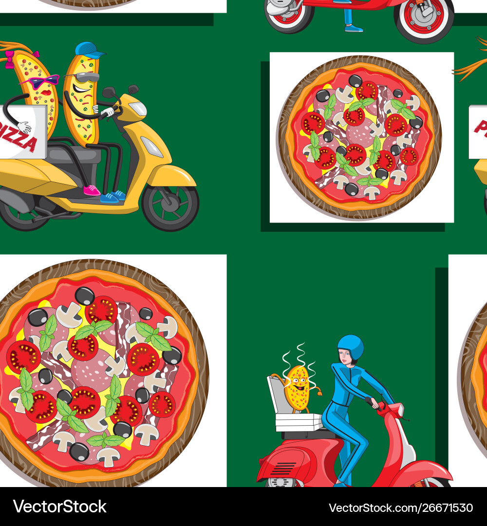Nahtlose Pizza Lieferhintergrund in Box Nahtlose Pizza Lieferhintergrund in Box vektorbild