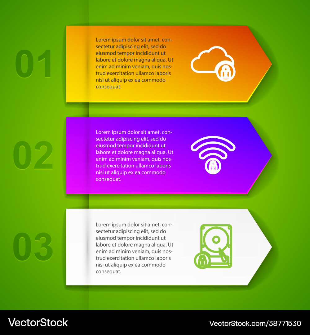 Set line cloud computing lock wifi locked hard Set line cloud computing lock wifi locked hard vector image