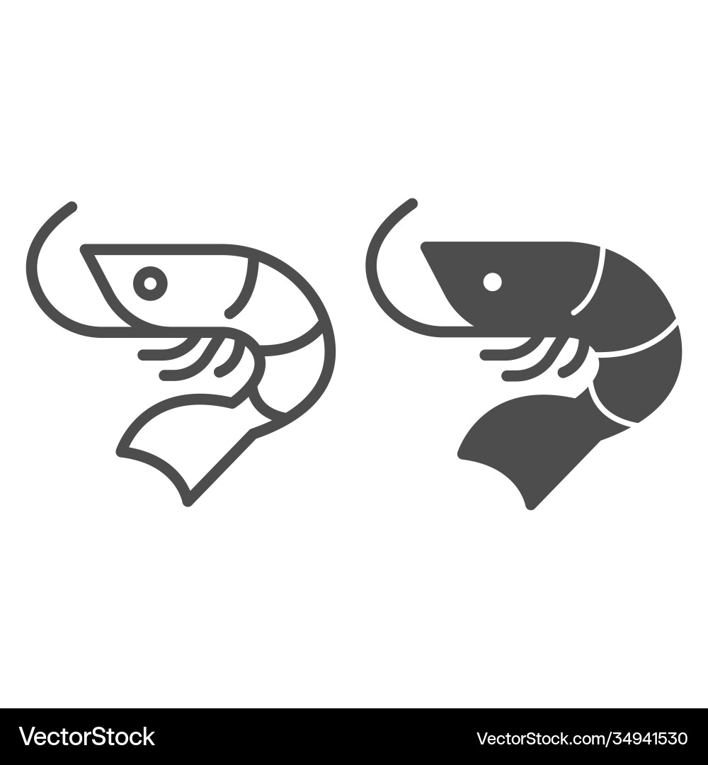 Shrimp line and solid icon fish market concept Shrimp line and solid icon fish market concept vector image