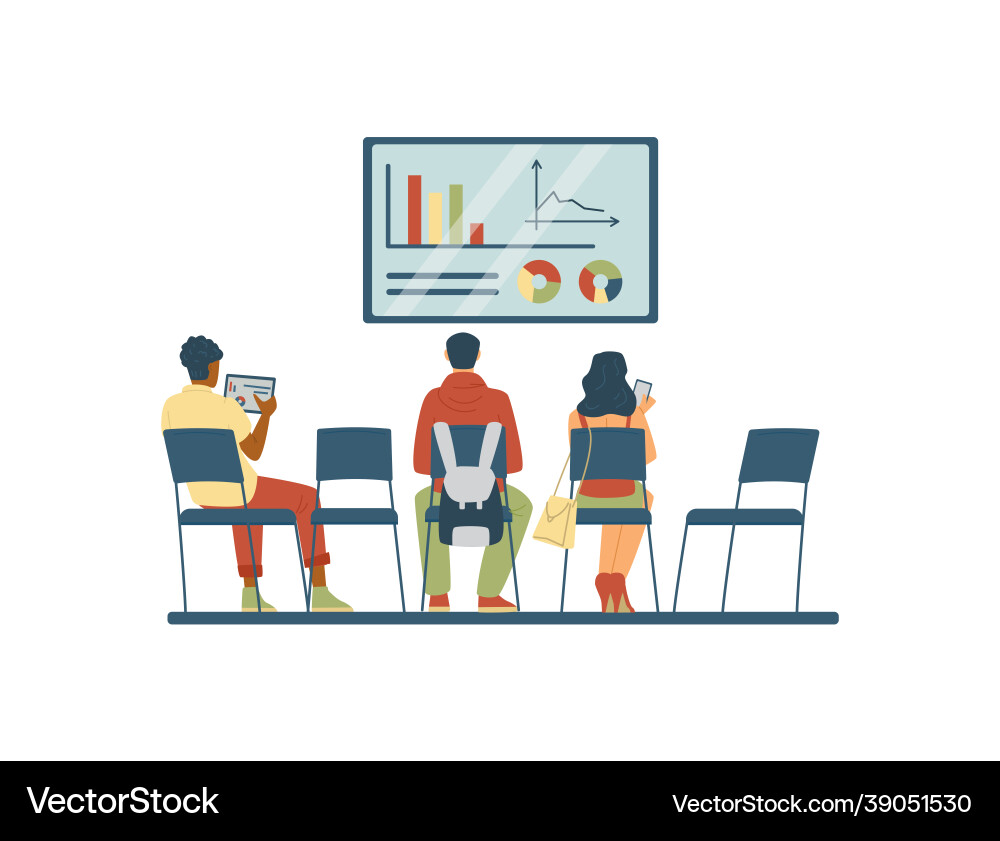 Students of educational courses or seminar flat Students of educational courses or seminar flat vector image