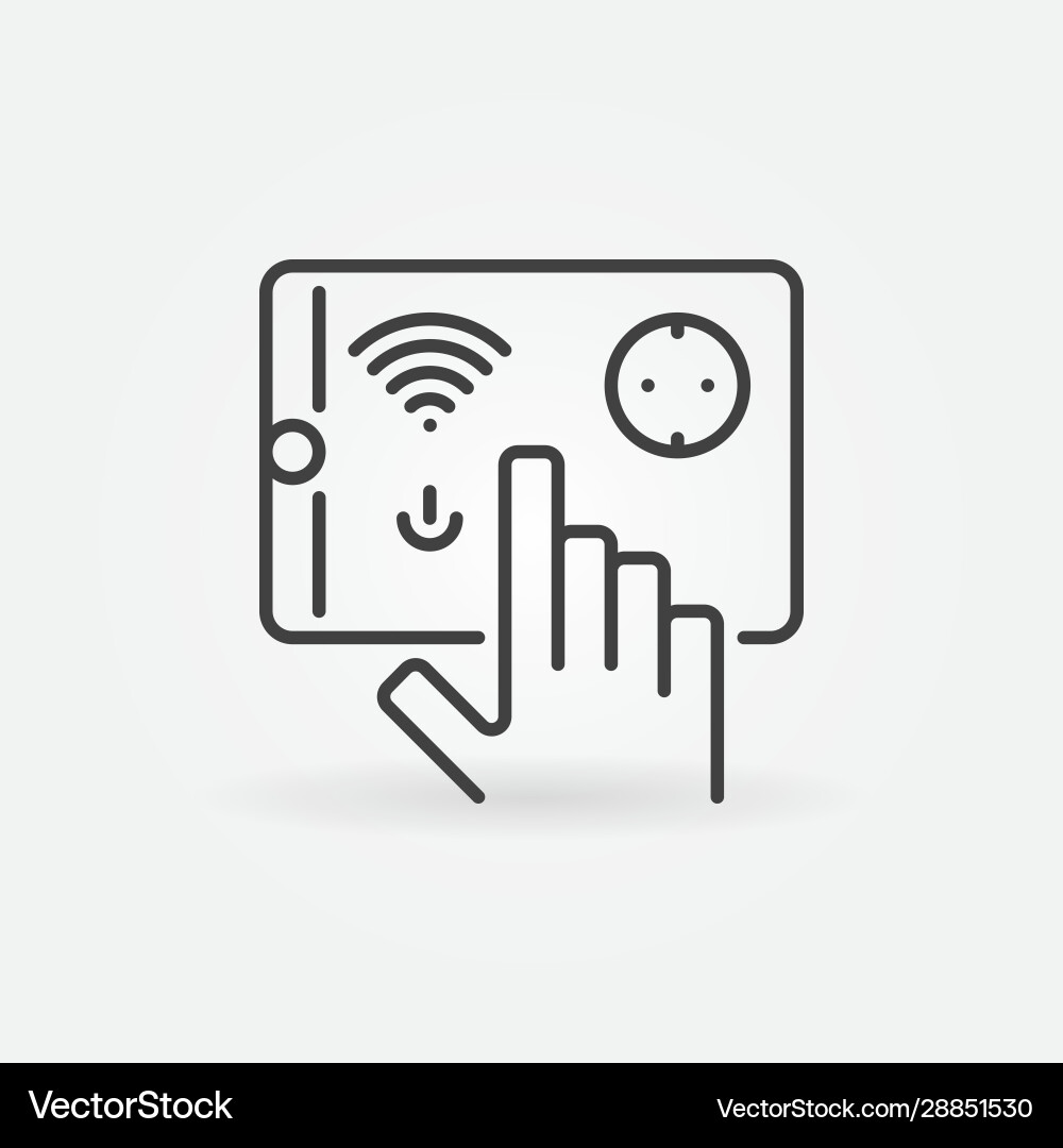 Tablet with smart socket outline icon Tablet with smart socket outline icon vector image