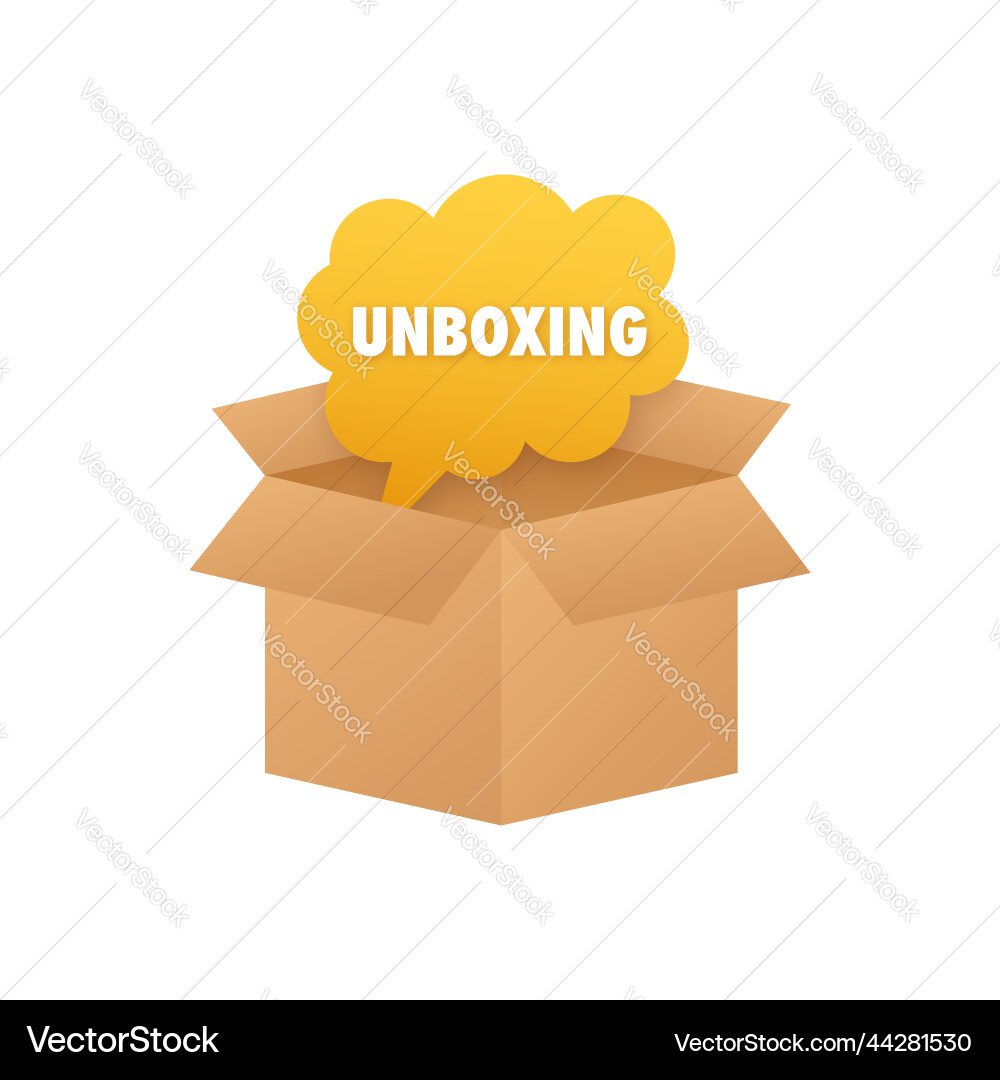Unboxing Box Template - Open Concept Vector Image