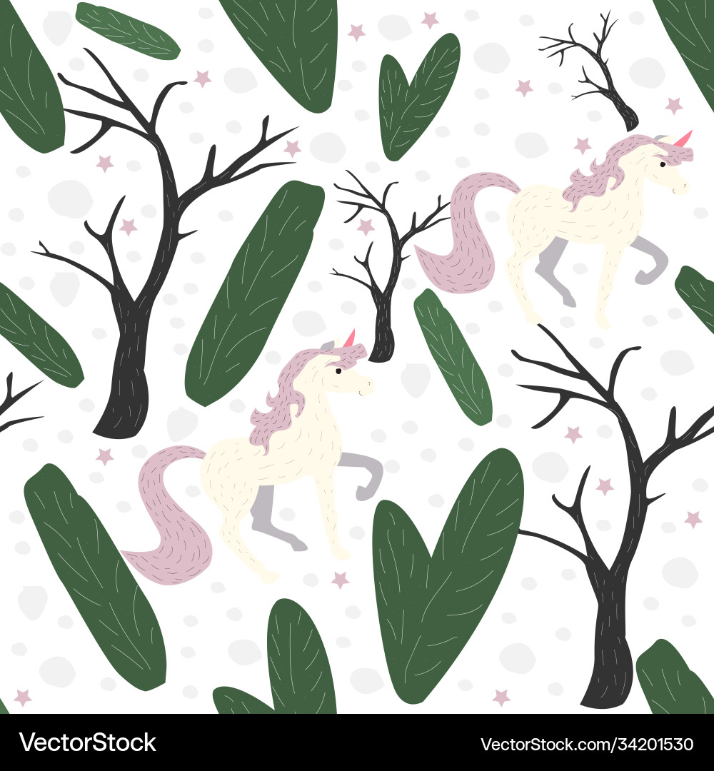 Unicorn seamless pattern green background Unicorn seamless pattern green background vector image