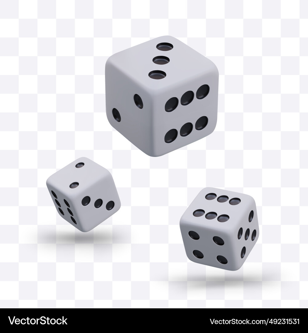 3d gamble game cubes in different positions 3d gamble game cubes in different positions vector image