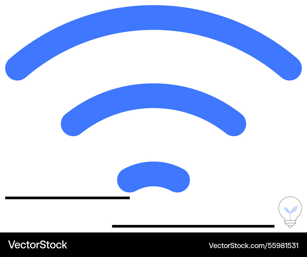 Blue wireless signal with linked ideas represented Blue wireless signal with linked ideas represented vector image