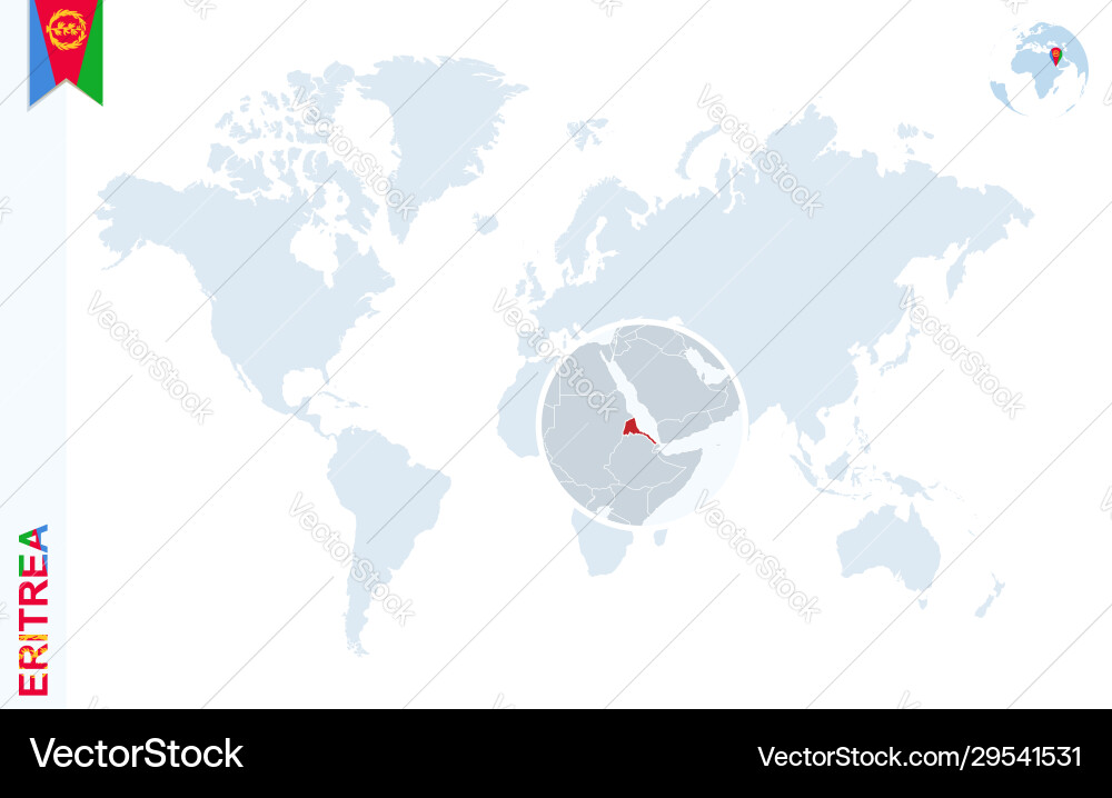Blue world map with magnifying on eritrea Blue world map with magnifying on eritrea vector image