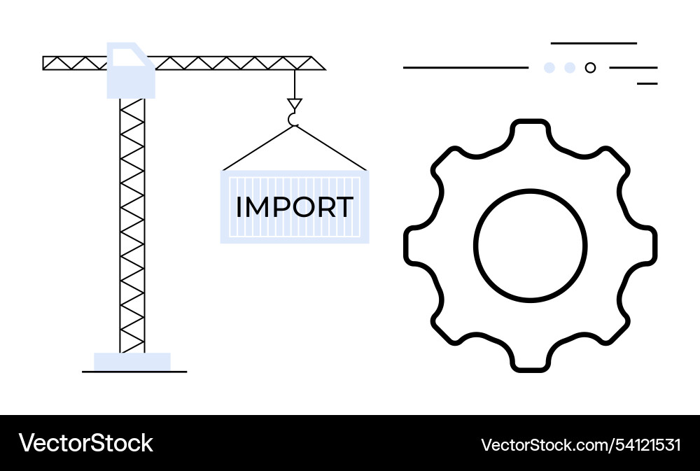 Cargo crane lifting import container with gear Vector Image