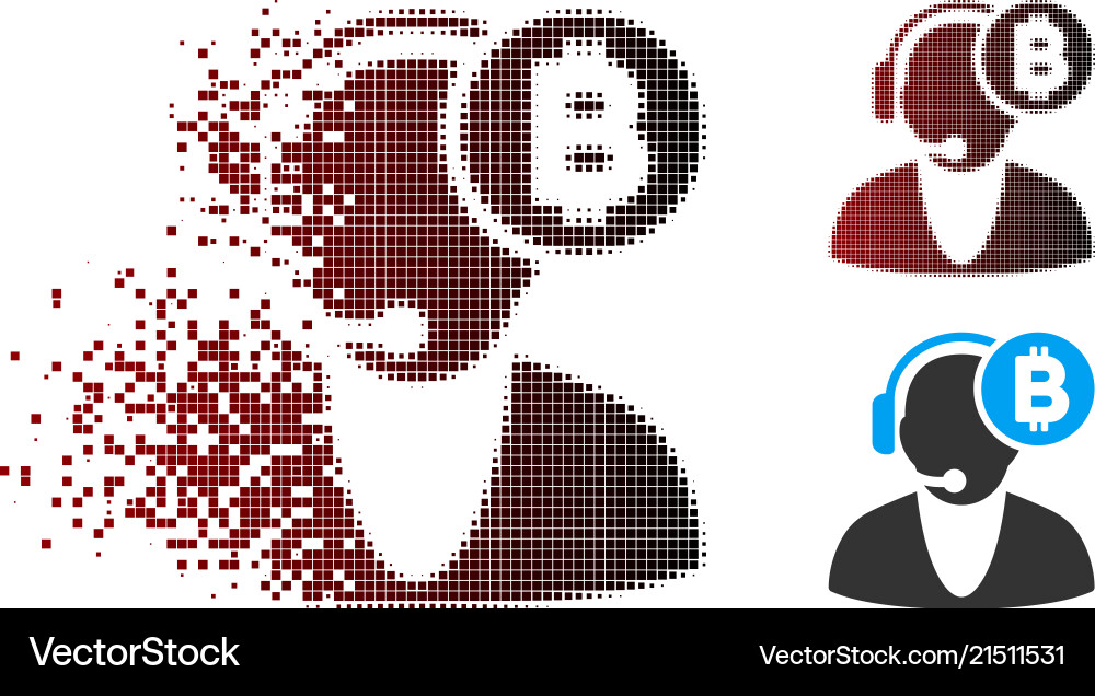 Disappearing pixel halftone bitcoin operator icon Disappearing pixel halftone bitcoin operator icon vector image