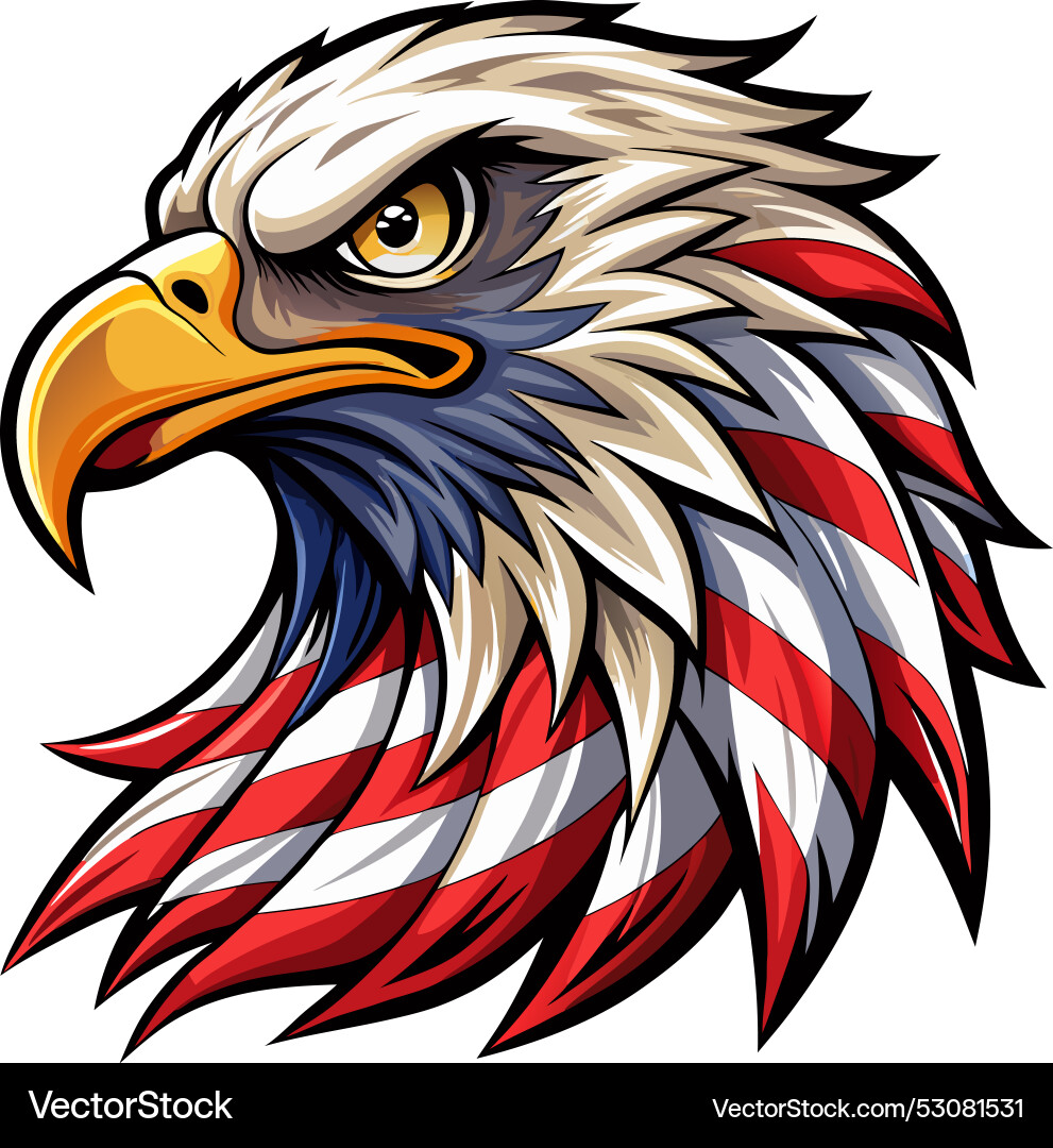 Eagle head with american flag pattern Royalty Free Vector