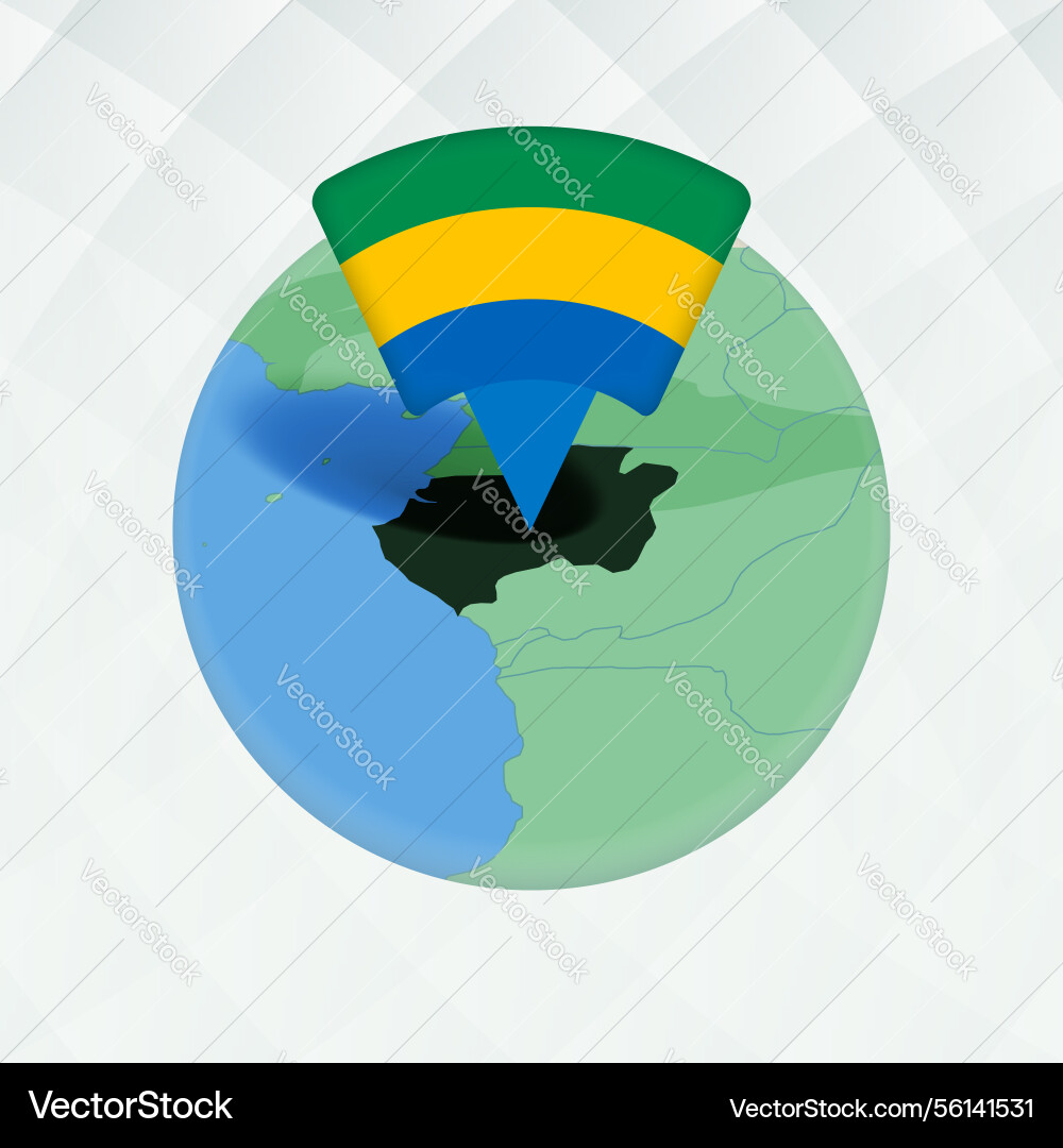 Gabon map highlighted with flag marker Vector Image