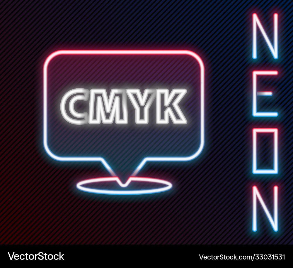 Glowing neon line speech bubble with text cmyk Vector Image