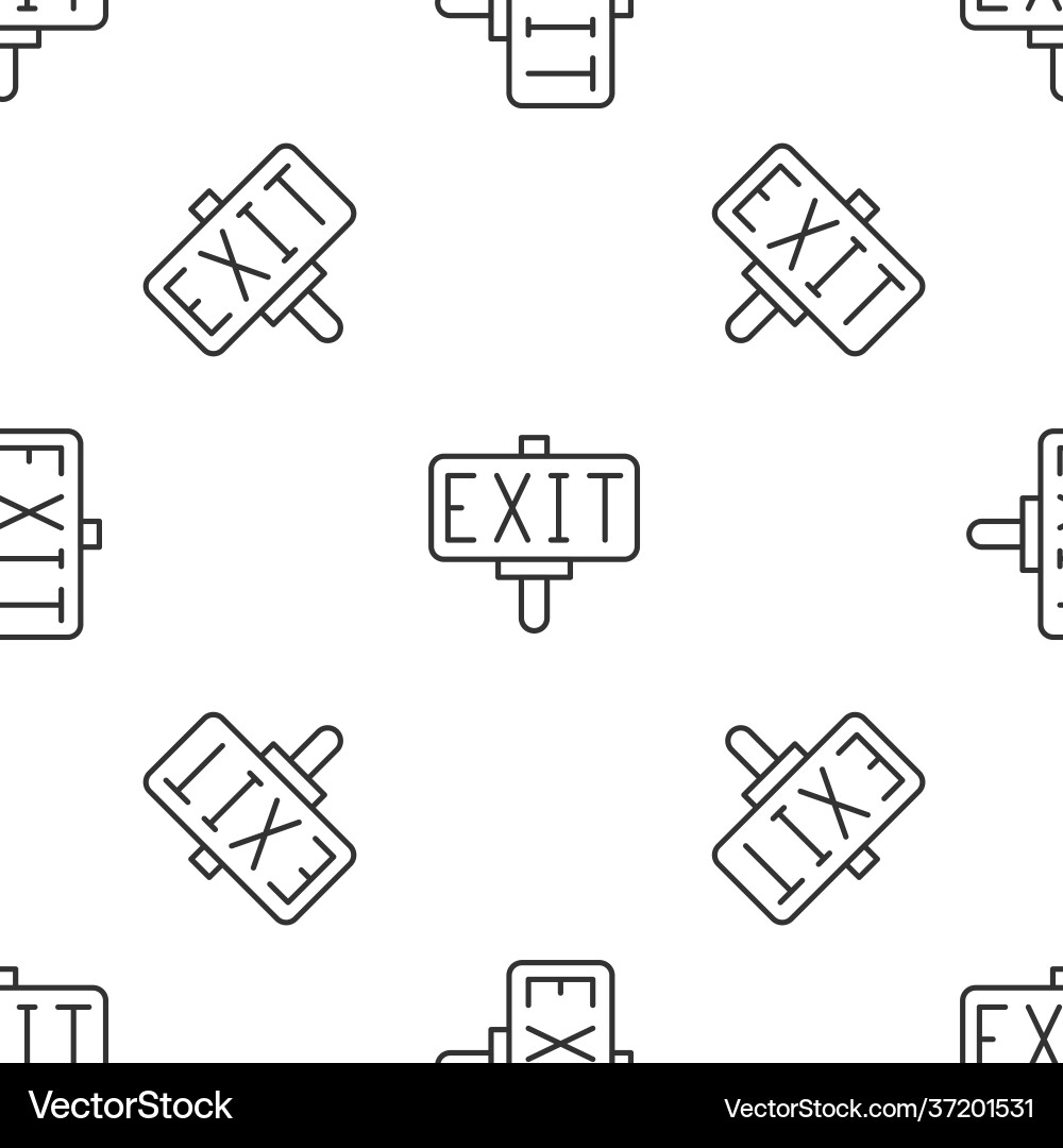 Grey line fire exit icon isolated seamless pattern Grey line fire exit icon isolated seamless pattern vector image