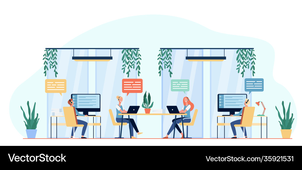 Hotline operators consulting clients vector image